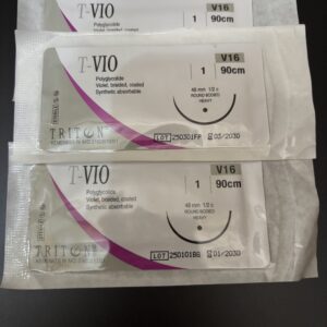 Benang bedah Triton T-Vio ukuran 1 dengan jarum V16 absorbable PGA