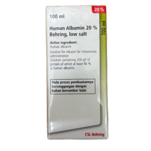Botol infus Human Albumin 20% (200 g/L) untuk terapi hipoalbuminemia